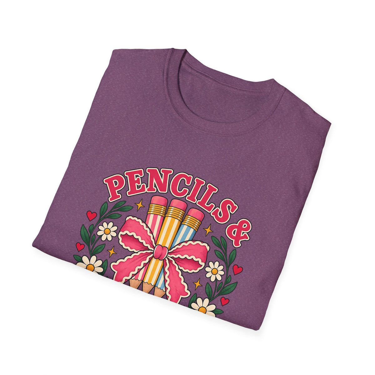 Pencils & Patience Teacher Graphic T-Shirt — Floral Pencil Bouquet Design