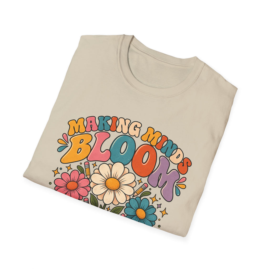 Making Minds Bloom T-Shirt — Teacher Appreciation Floral Book Design