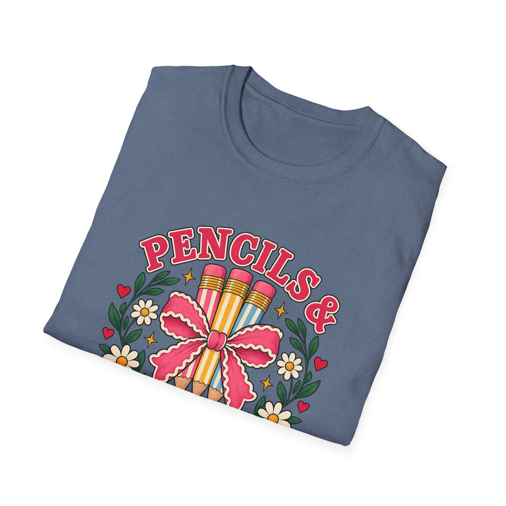 Pencils & Patience Teacher Graphic T-Shirt — Floral Pencil Bouquet Design
