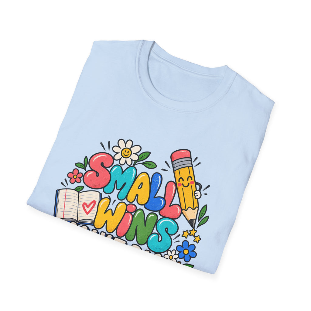 Teacher Inspirational T-Shirt — "Small Wins Count Big" Cute School Motivation Tee