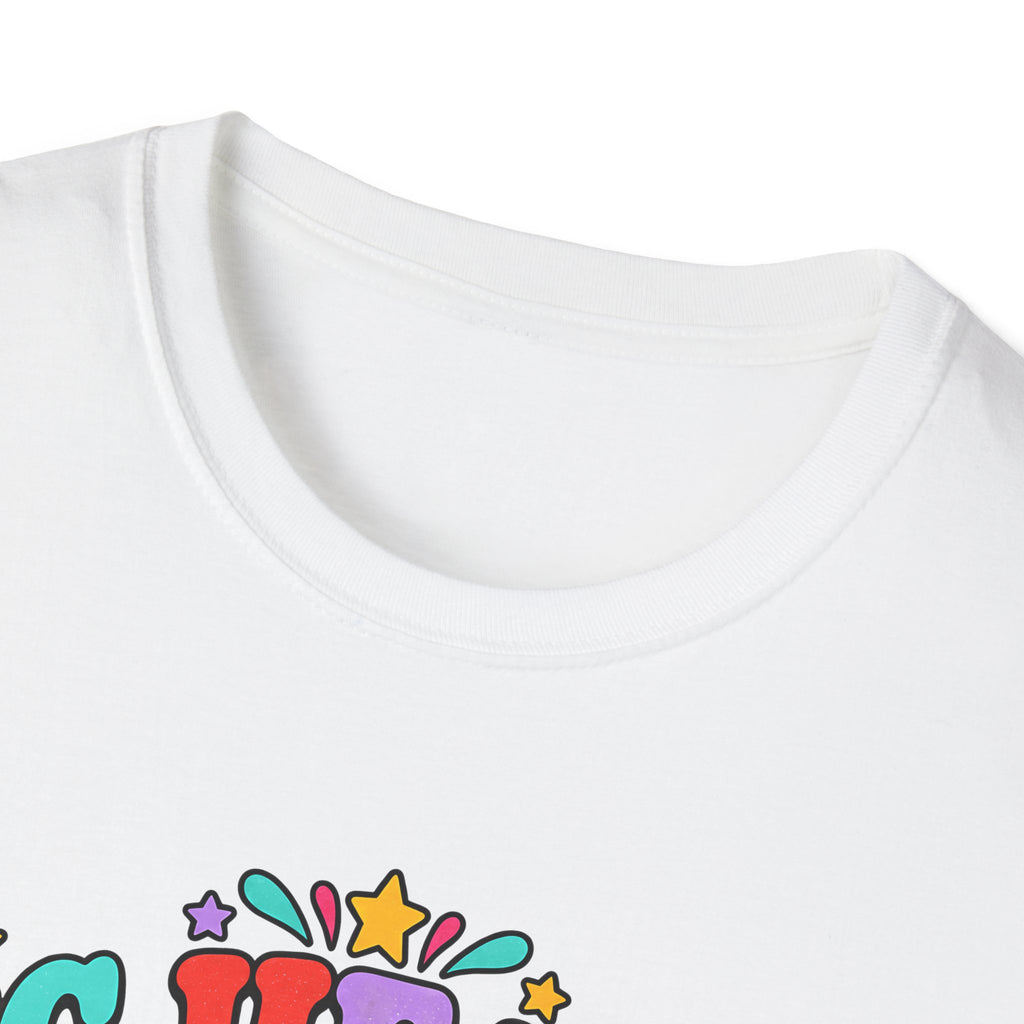 Teacher T‑Shirt — "Big Hearts Teach Here" Colorful Retro Heart & Flowers