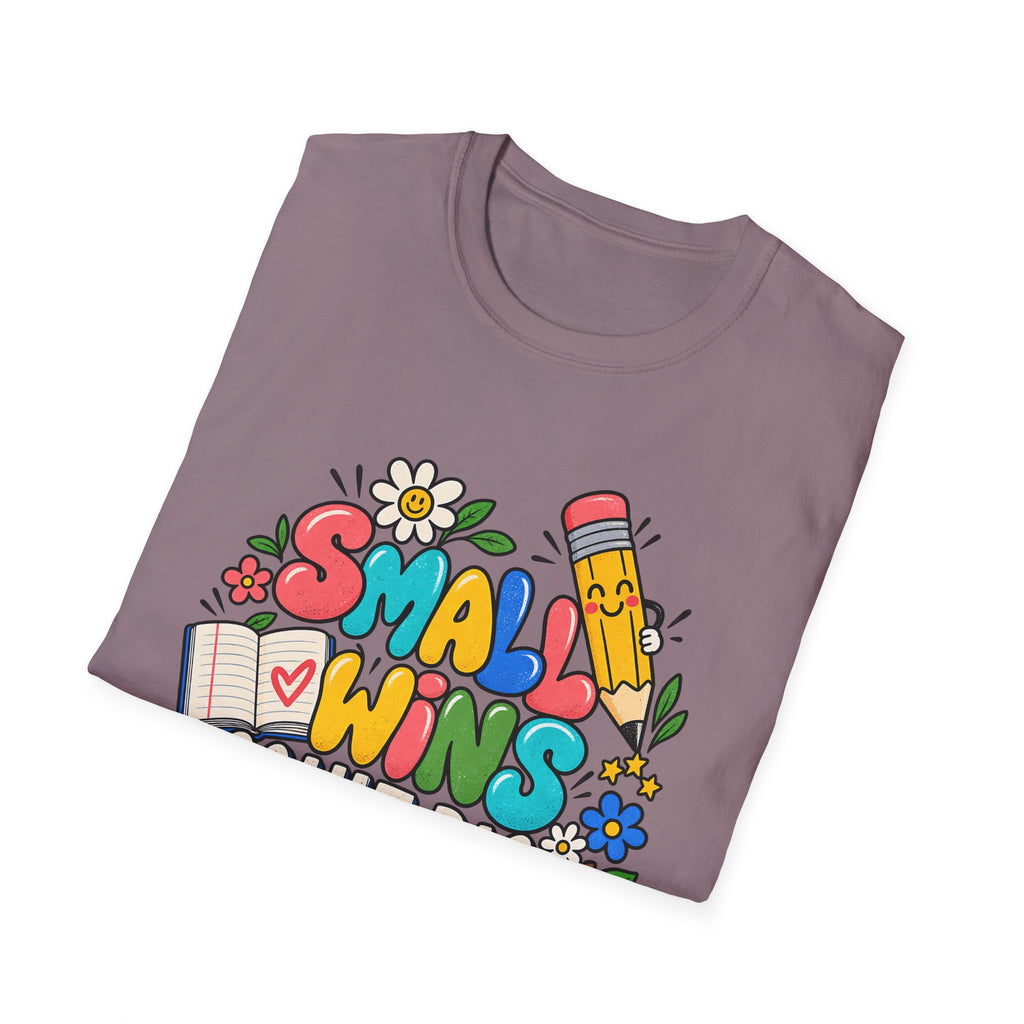 Teacher Inspirational T-Shirt — "Small Wins Count Big" Cute School Motivation Tee
