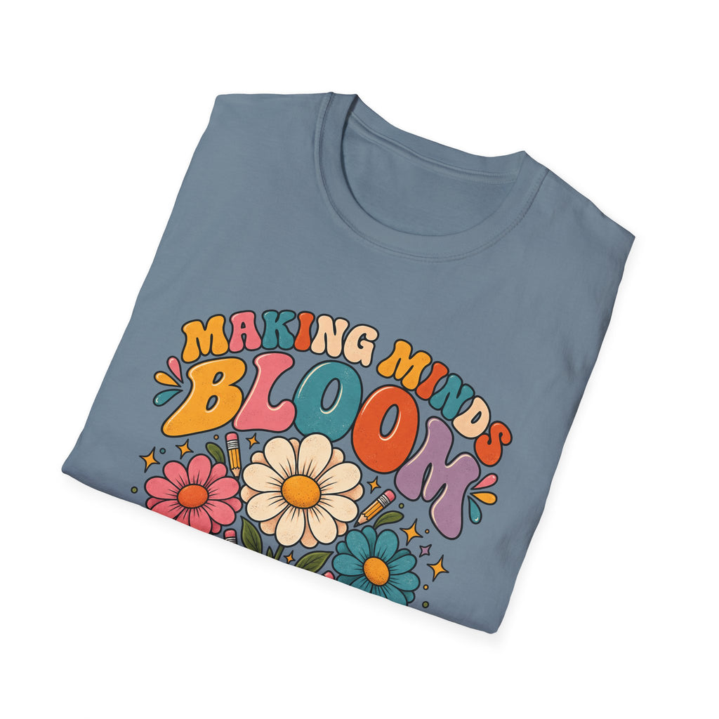 Making Minds Bloom T-Shirt — Teacher Appreciation Floral Book Design