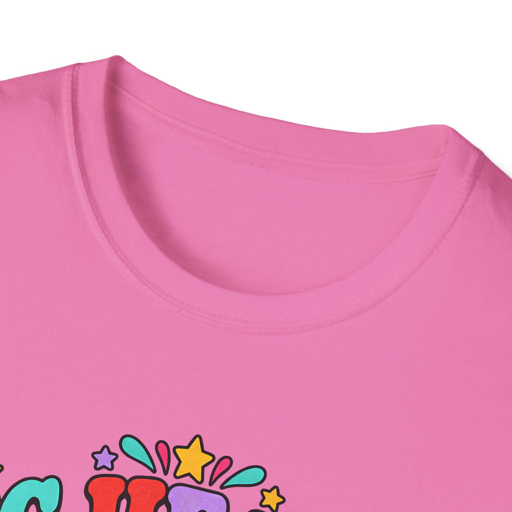 Teacher T‑Shirt — "Big Hearts Teach Here" Colorful Retro Heart & Flowers