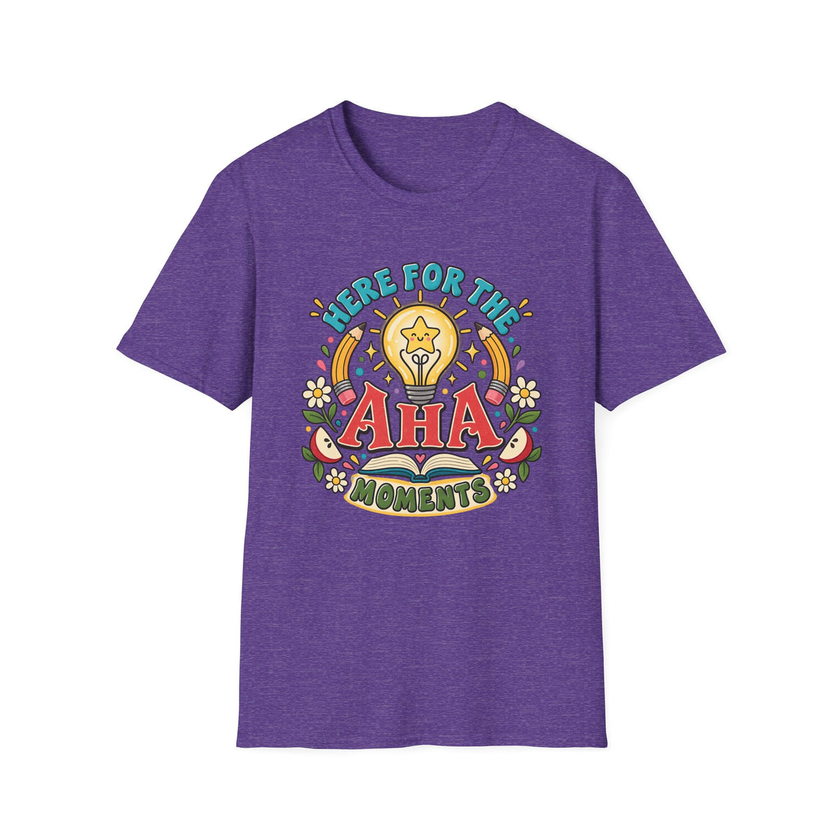 Aha Moments T-Shirt — 'Here for the Aha Moments' Lightbulb Graphic Tee