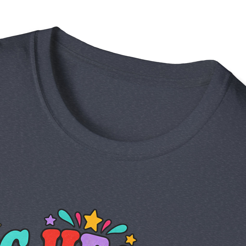 Teacher T‑Shirt — "Big Hearts Teach Here" Colorful Retro Heart & Flowers