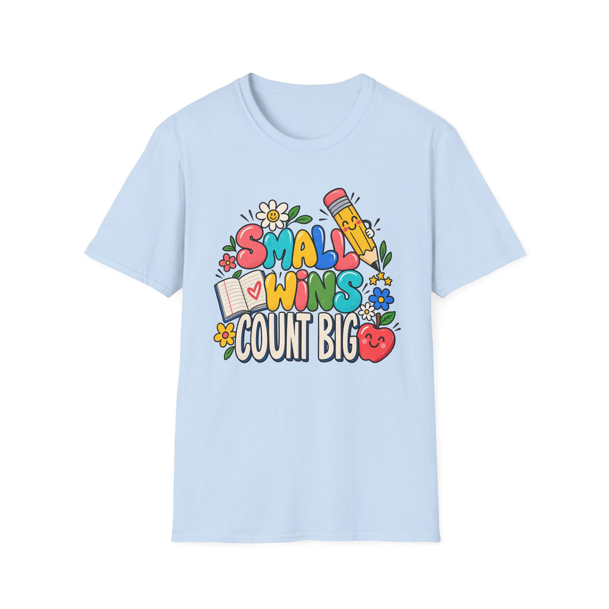 Teacher Inspirational T-Shirt — "Small Wins Count Big" Cute School Motivation Tee