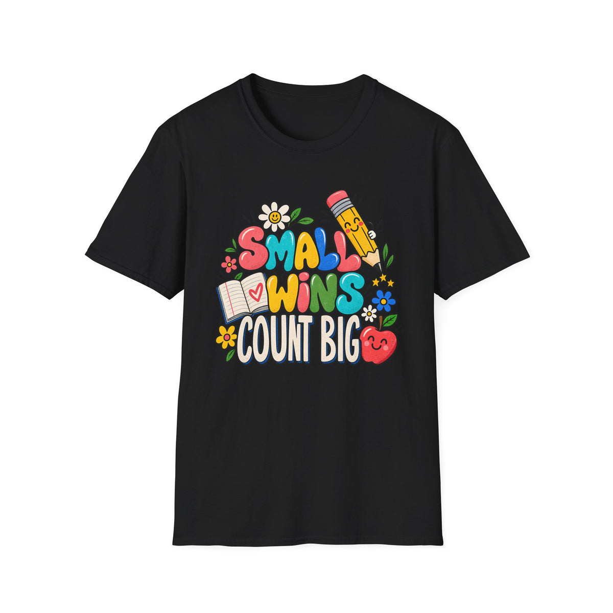 Teacher Inspirational T-Shirt — "Small Wins Count Big" Cute School Motivation Tee