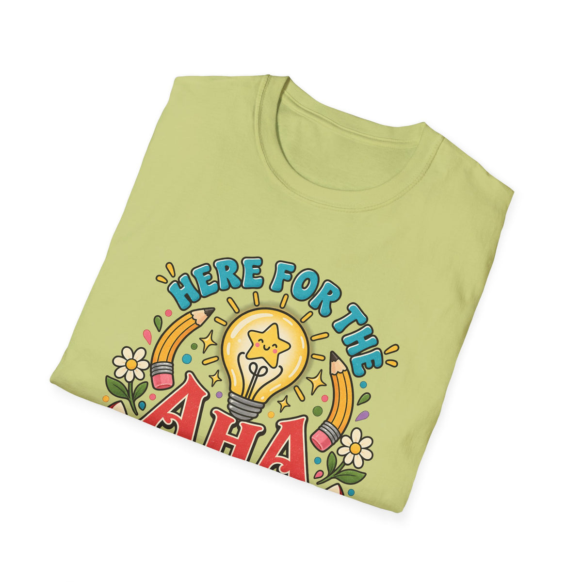 Aha Moments T-Shirt — 'Here for the Aha Moments' Lightbulb Graphic Tee