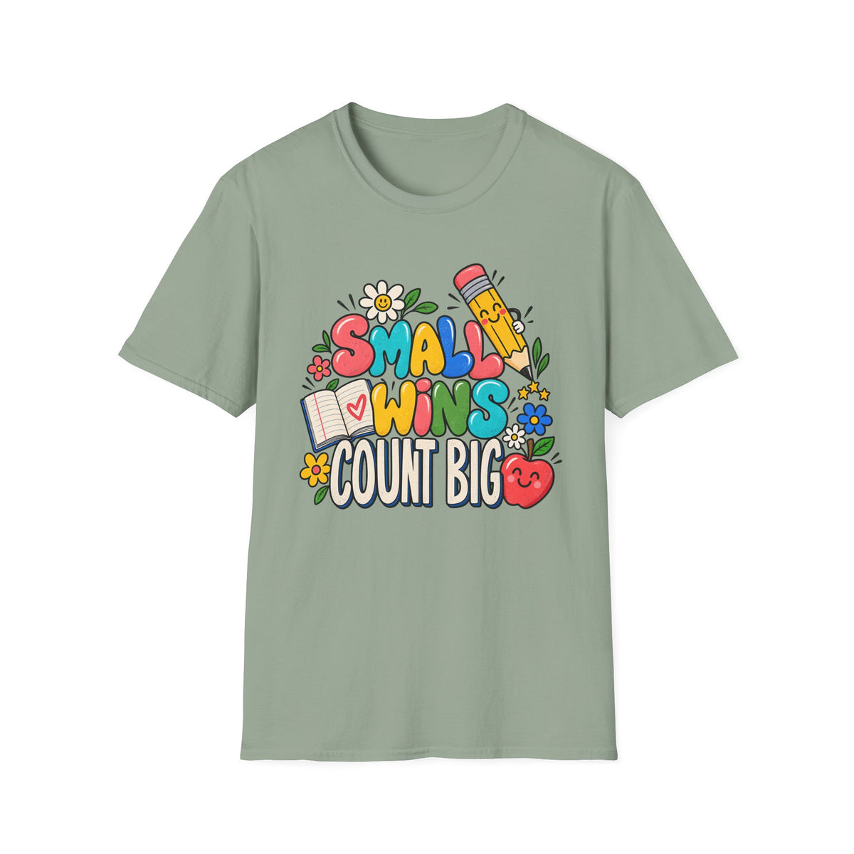 Teacher Inspirational T-Shirt — "Small Wins Count Big" Cute School Motivation Tee