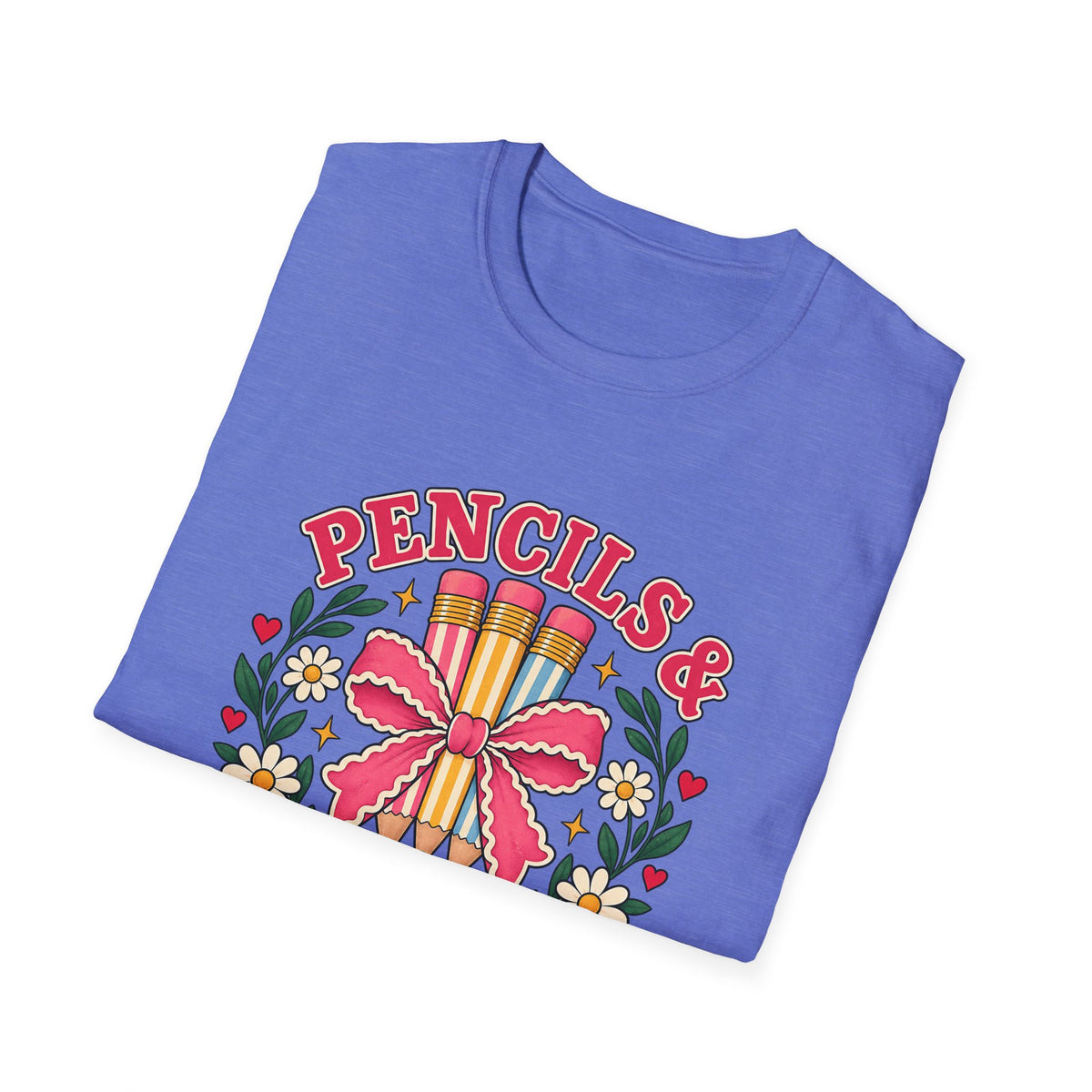 Pencils & Patience Teacher Graphic T-Shirt — Floral Pencil Bouquet Design