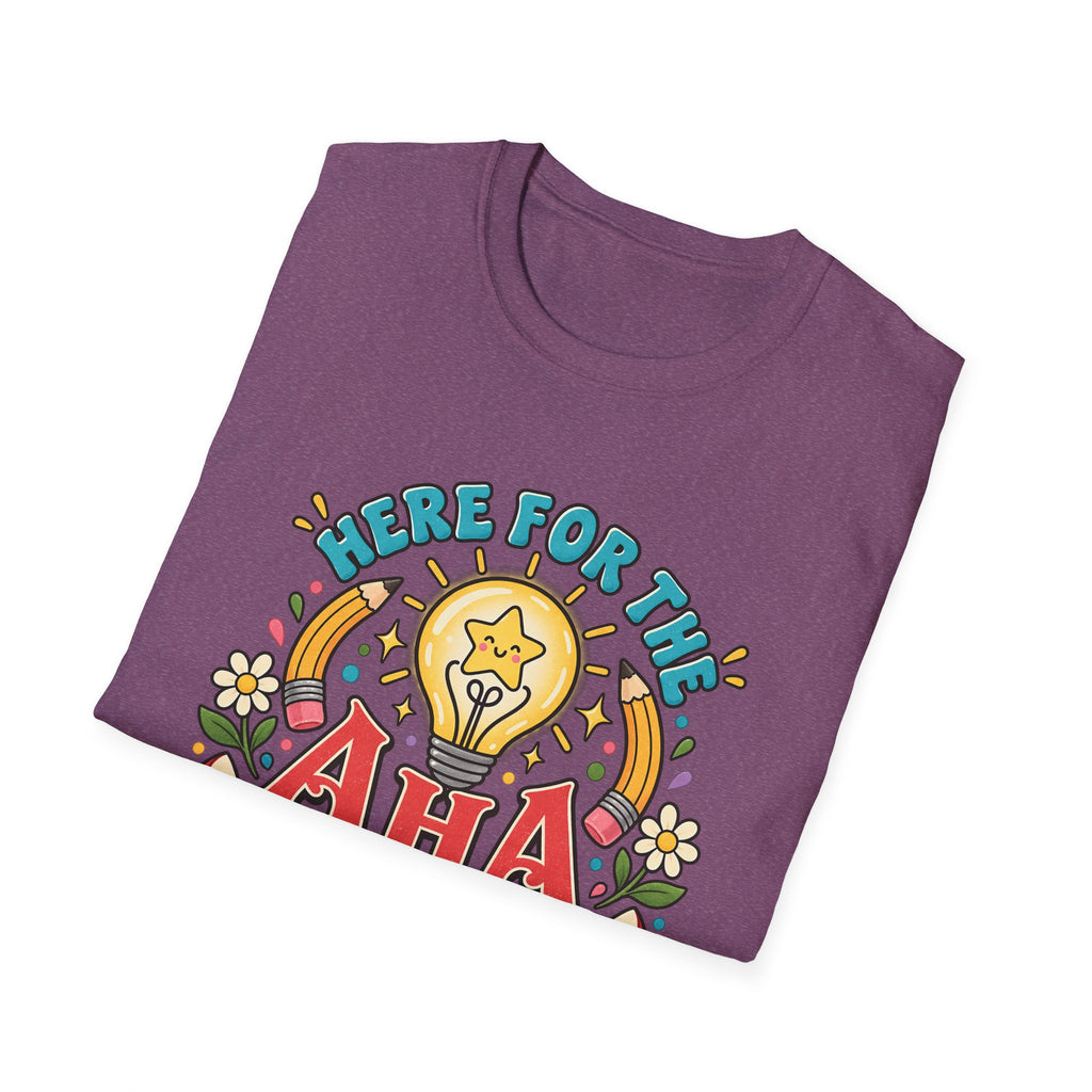 Aha Moments T-Shirt — 'Here for the Aha Moments' Lightbulb Graphic Tee