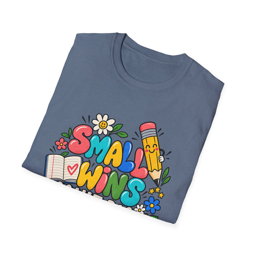 Teacher Inspirational T-Shirt — "Small Wins Count Big" Cute School Motivation Tee