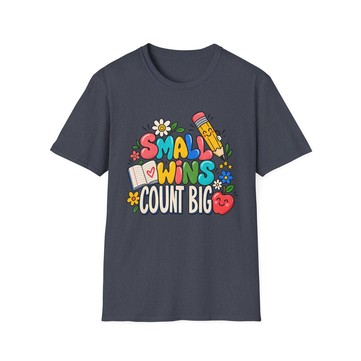 Teacher Inspirational T-Shirt — "Small Wins Count Big" Cute School Motivation Tee