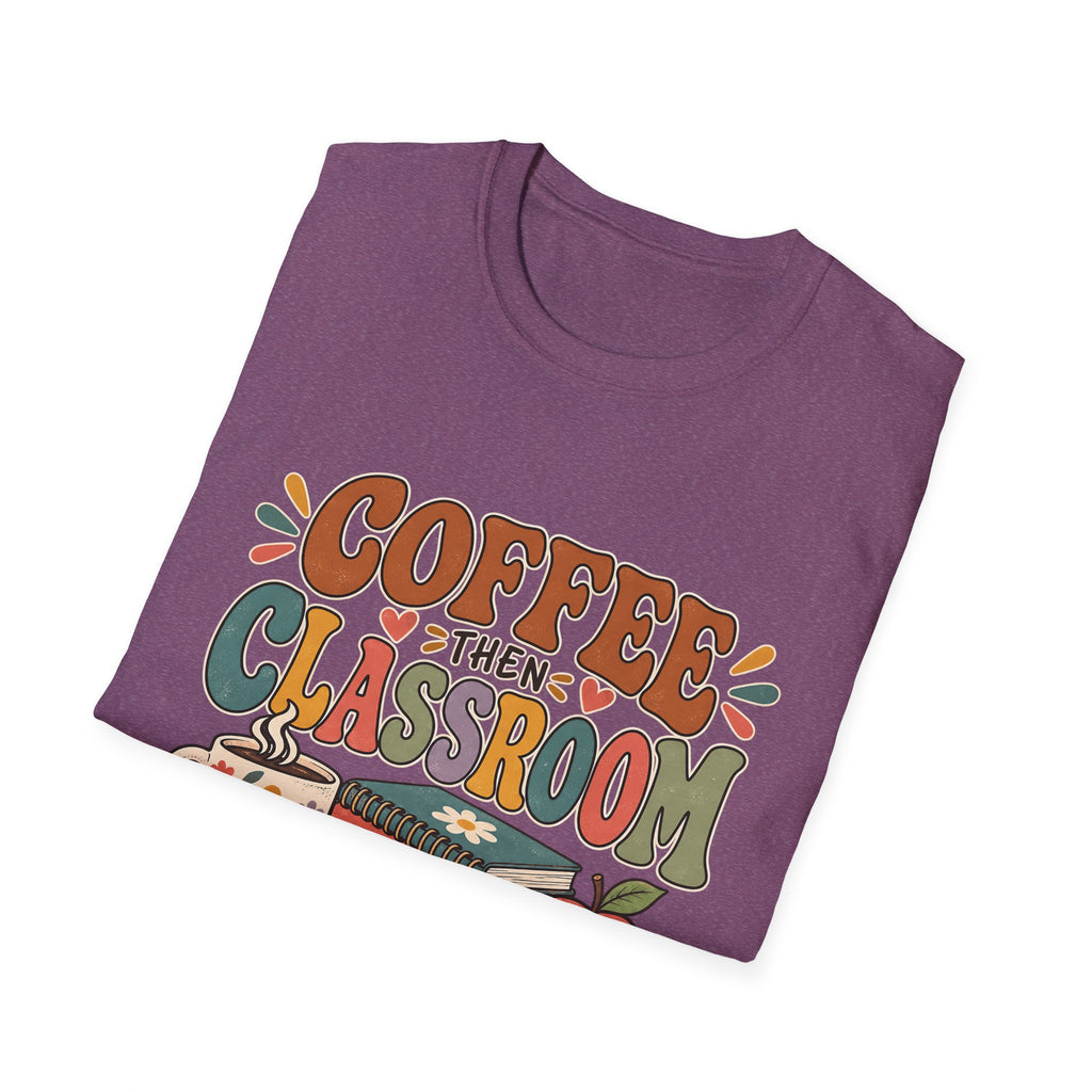 Teacher T-Shirt – “Coffee Then Classroom” Retro Graphic Tee