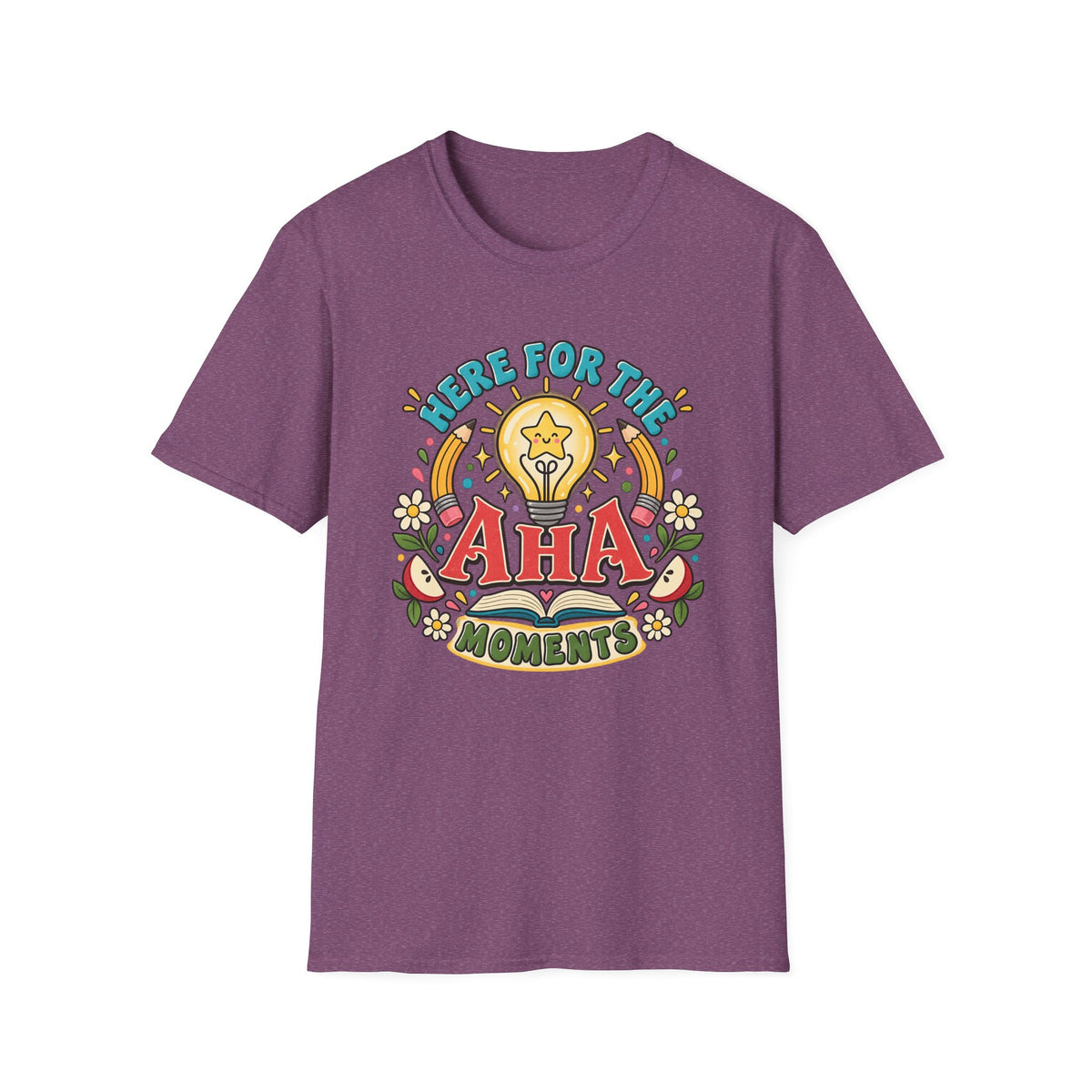 Aha Moments T-Shirt — 'Here for the Aha Moments' Lightbulb Graphic Tee