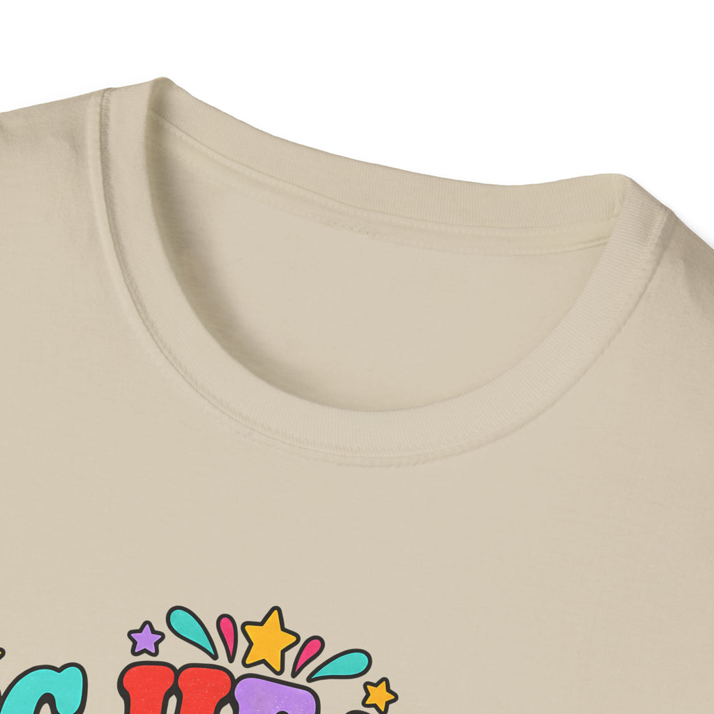 Teacher T‑Shirt — "Big Hearts Teach Here" Colorful Retro Heart & Flowers