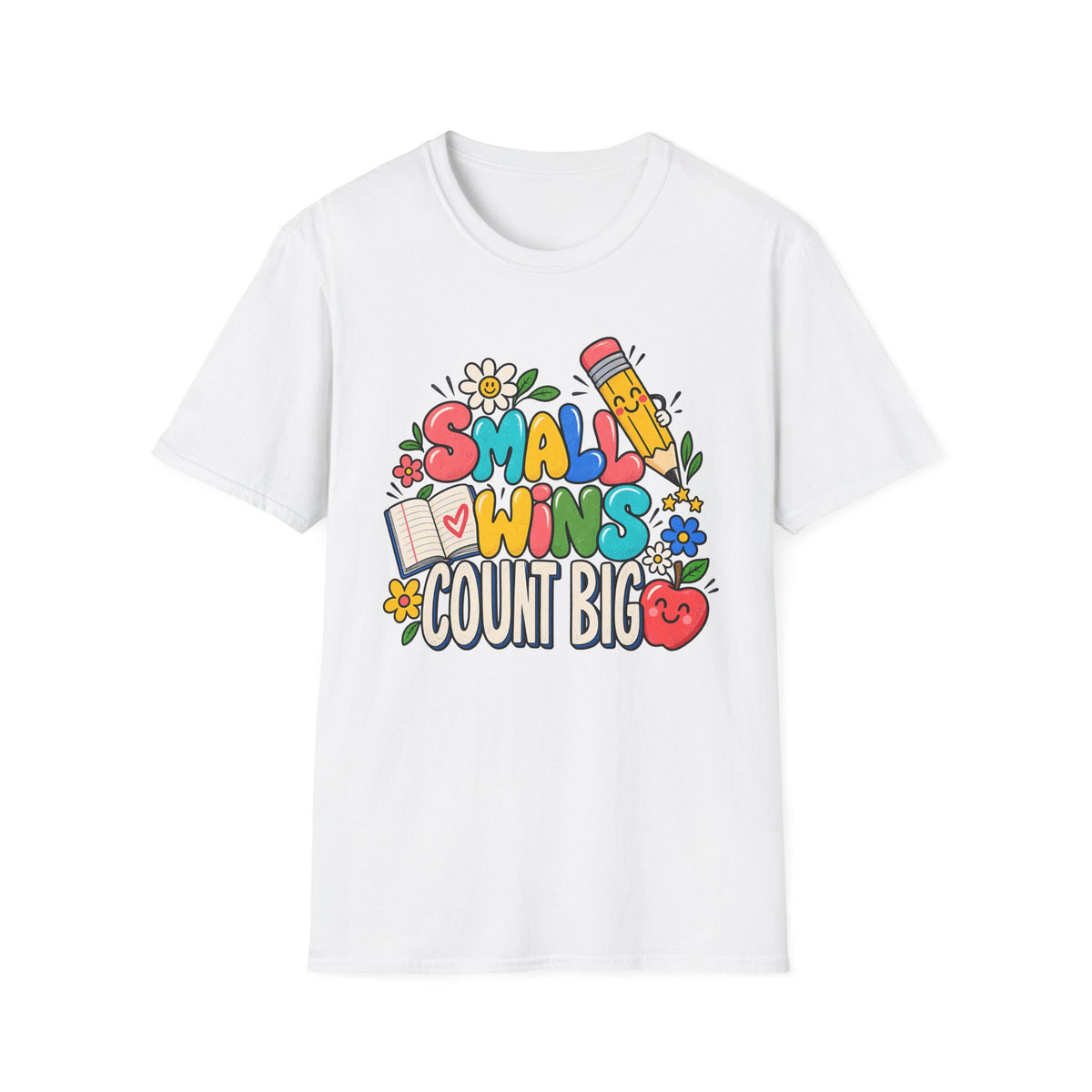 Teacher Inspirational T-Shirt — "Small Wins Count Big" Cute School Motivation Tee