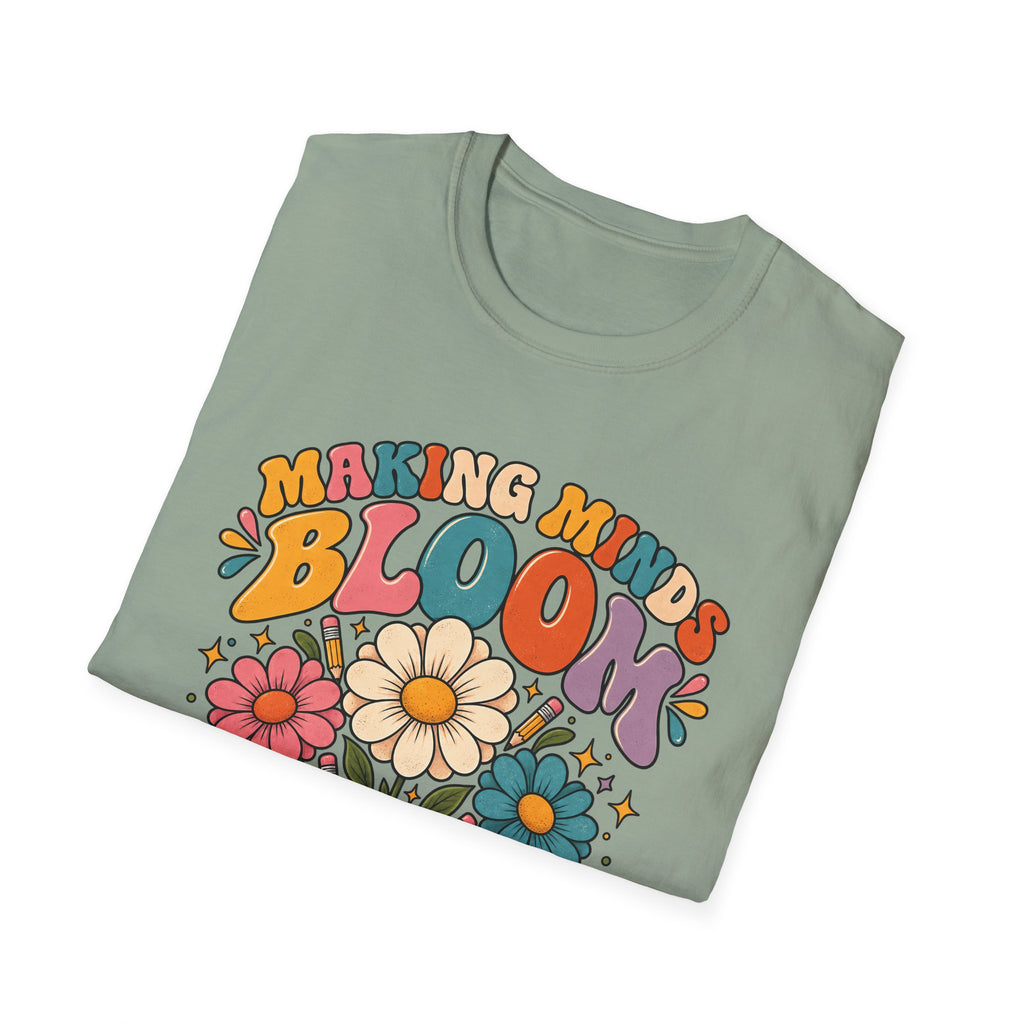 Making Minds Bloom T-Shirt — Teacher Appreciation Floral Book Design