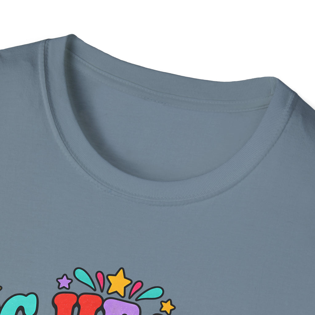 Teacher T‑Shirt — "Big Hearts Teach Here" Colorful Retro Heart & Flowers