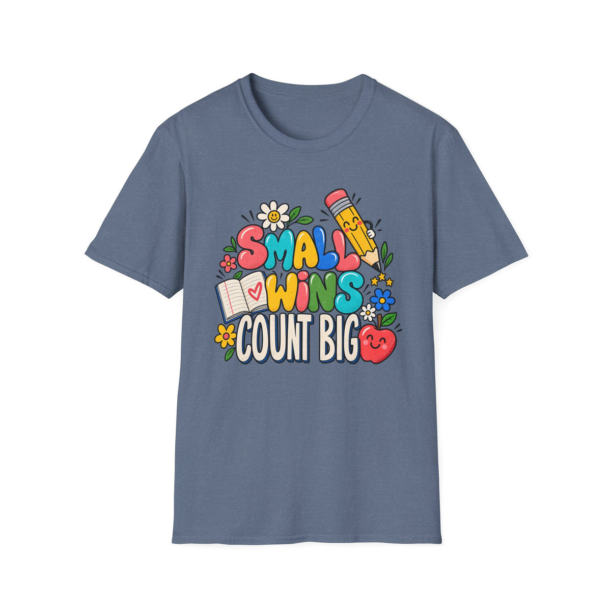 Teacher Inspirational T-Shirt — "Small Wins Count Big" Cute School Motivation Tee
