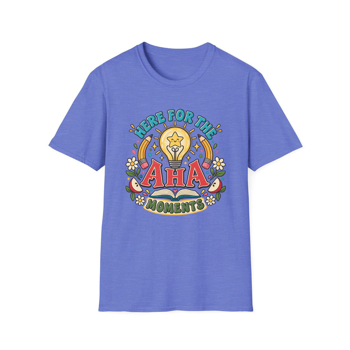 Aha Moments T-Shirt — 'Here for the Aha Moments' Lightbulb Graphic Tee