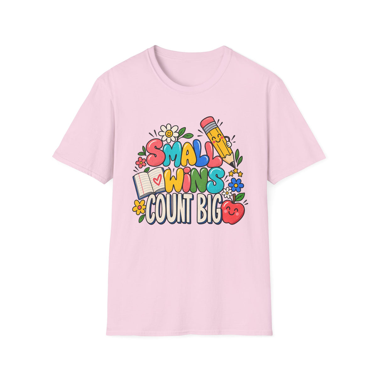 Teacher Inspirational T-Shirt — "Small Wins Count Big" Cute School Motivation Tee