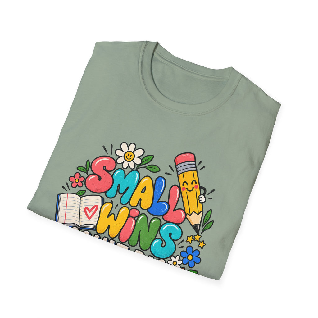 Teacher Inspirational T-Shirt — "Small Wins Count Big" Cute School Motivation Tee
