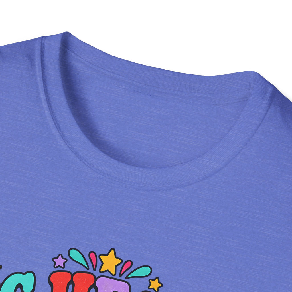 Teacher T‑Shirt — "Big Hearts Teach Here" Colorful Retro Heart & Flowers