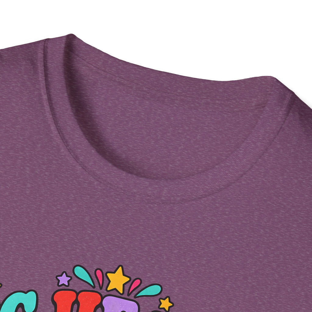 Teacher T‑Shirt — "Big Hearts Teach Here" Colorful Retro Heart & Flowers