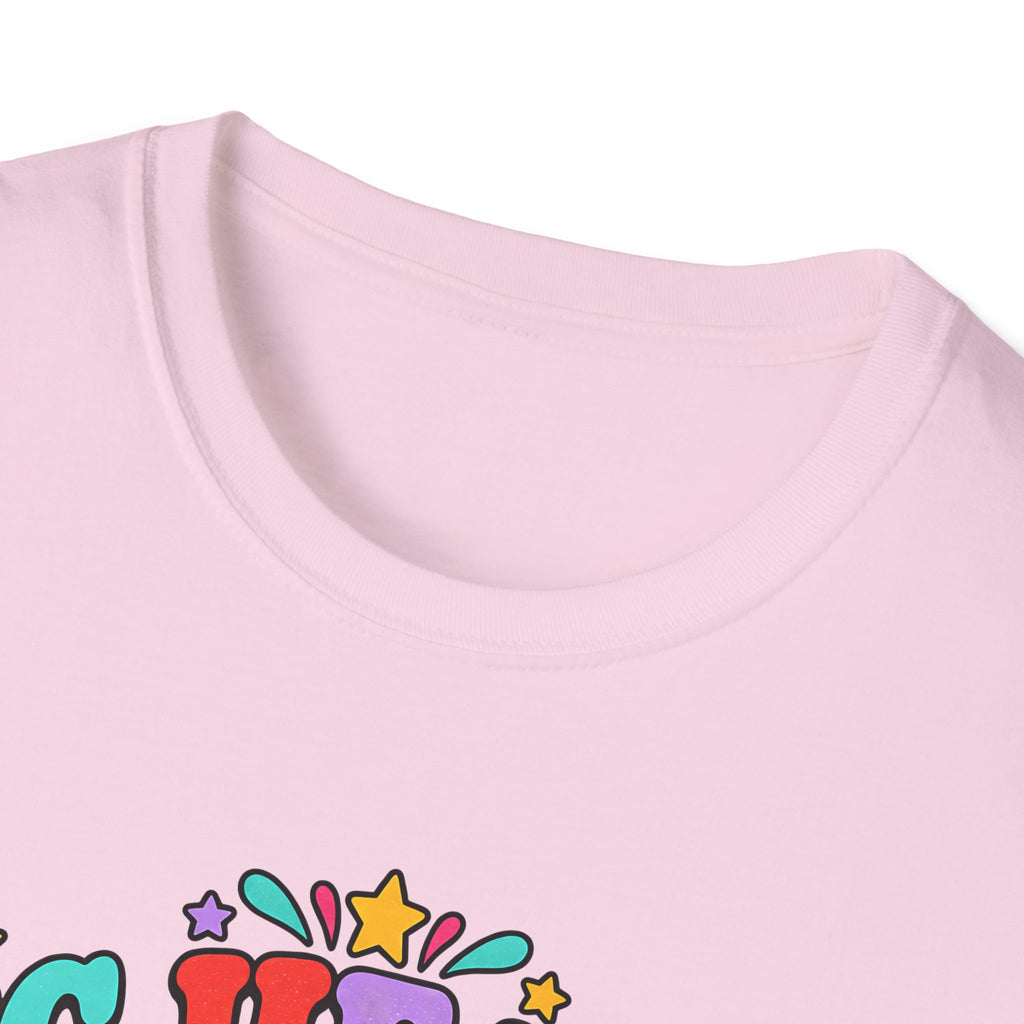 Teacher T‑Shirt — "Big Hearts Teach Here" Colorful Retro Heart & Flowers