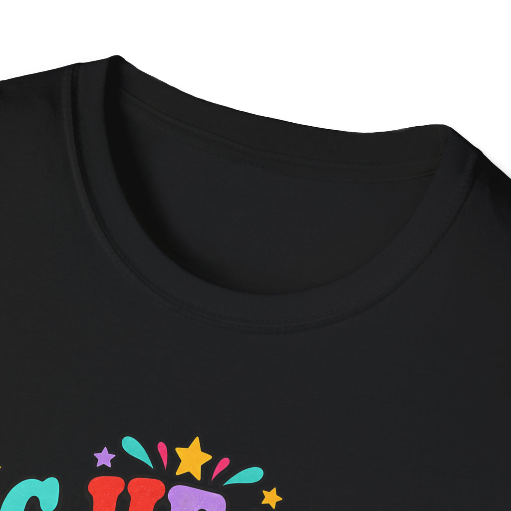 Teacher T‑Shirt — "Big Hearts Teach Here" Colorful Retro Heart & Flowers
