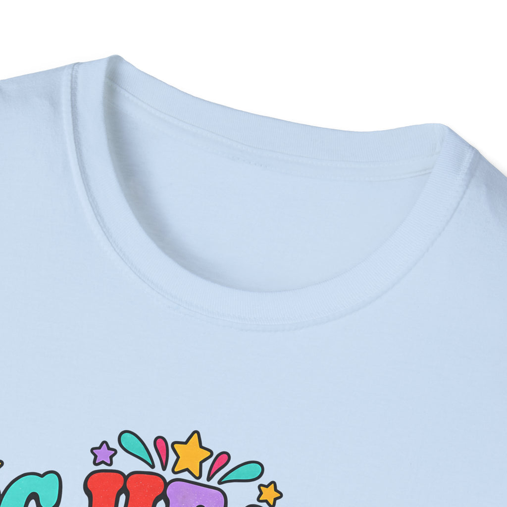 Teacher T‑Shirt — "Big Hearts Teach Here" Colorful Retro Heart & Flowers