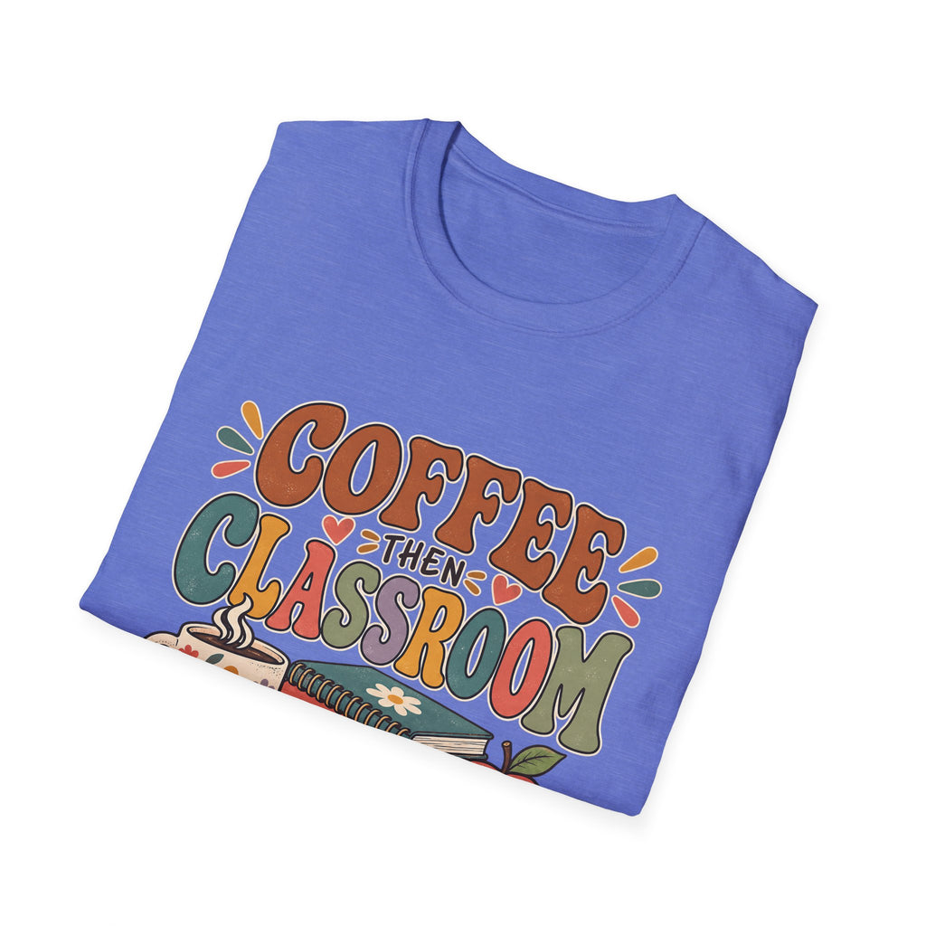 Teacher T-Shirt – “Coffee Then Classroom” Retro Graphic Tee