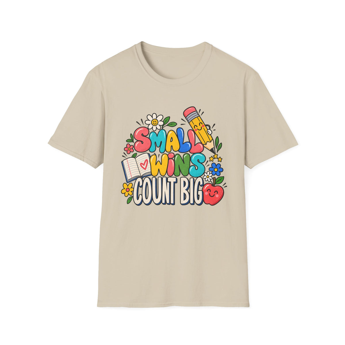Teacher Inspirational T-Shirt — "Small Wins Count Big" Cute School Motivation Tee