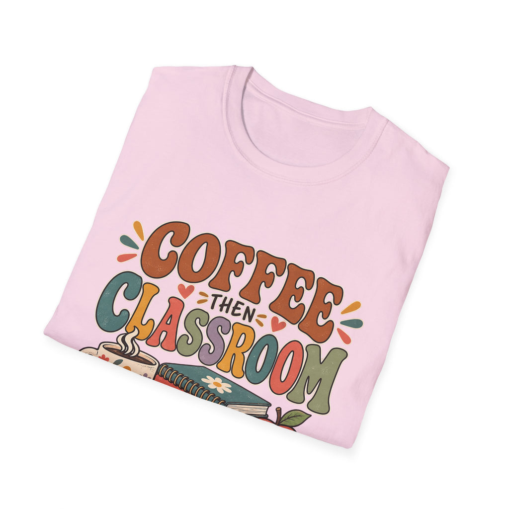 Teacher T-Shirt – “Coffee Then Classroom” Retro Graphic Tee