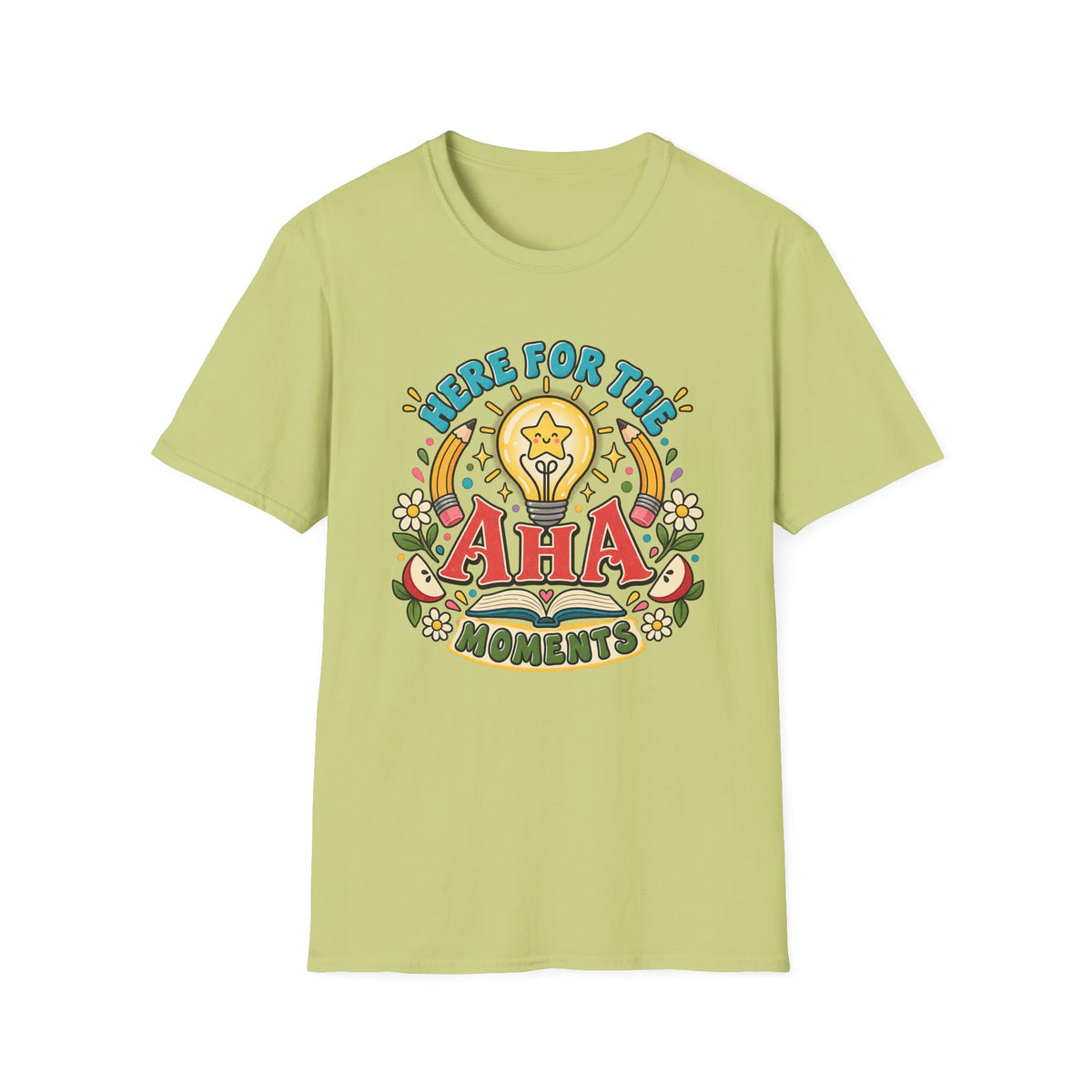 Aha Moments T-Shirt — 'Here for the Aha Moments' Lightbulb Graphic Tee