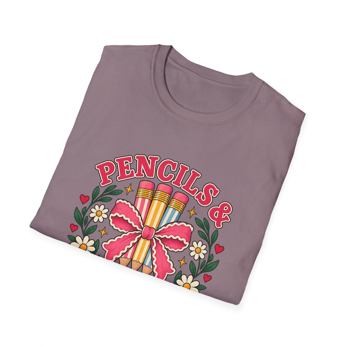 Pencils & Patience Teacher Graphic T-Shirt — Floral Pencil Bouquet Design