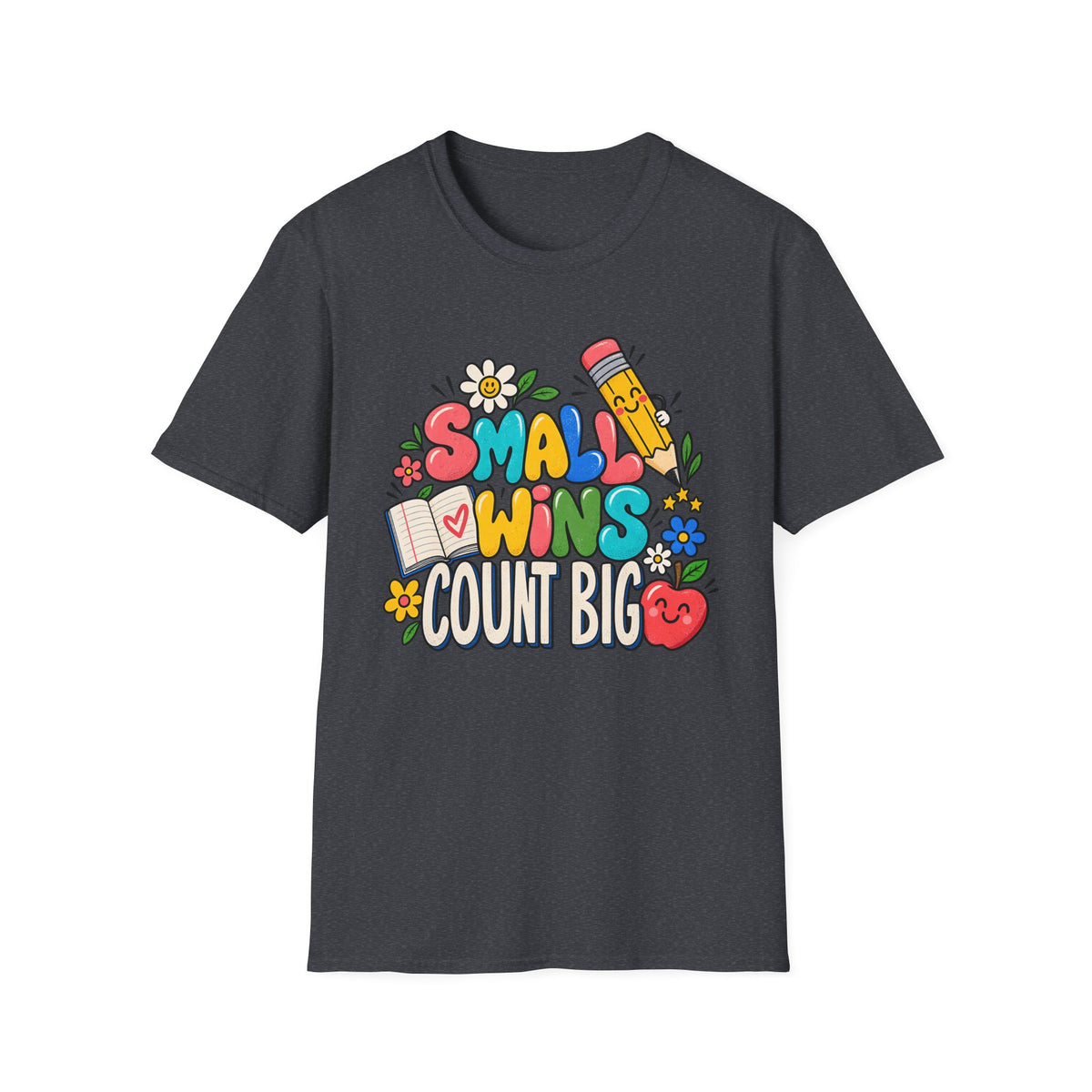 Teacher Inspirational T-Shirt — "Small Wins Count Big" Cute School Motivation Tee