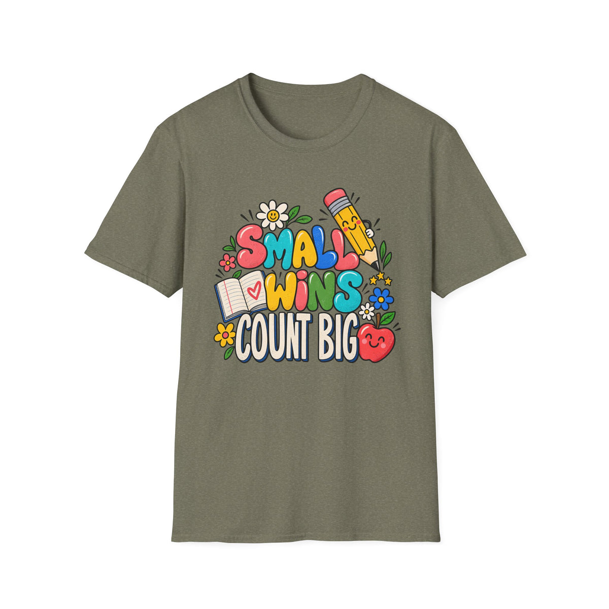 Teacher Inspirational T-Shirt — "Small Wins Count Big" Cute School Motivation Tee