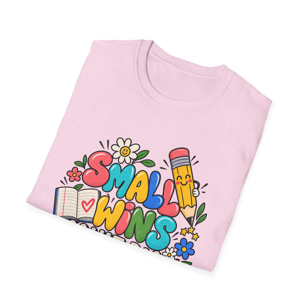 Teacher Inspirational T-Shirt — "Small Wins Count Big" Cute School Motivation Tee