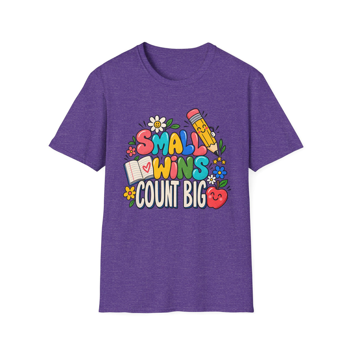 Teacher Inspirational T-Shirt — "Small Wins Count Big" Cute School Motivation Tee