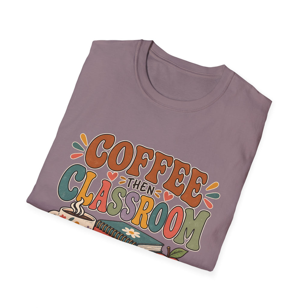 Teacher T-Shirt – “Coffee Then Classroom” Retro Graphic Tee