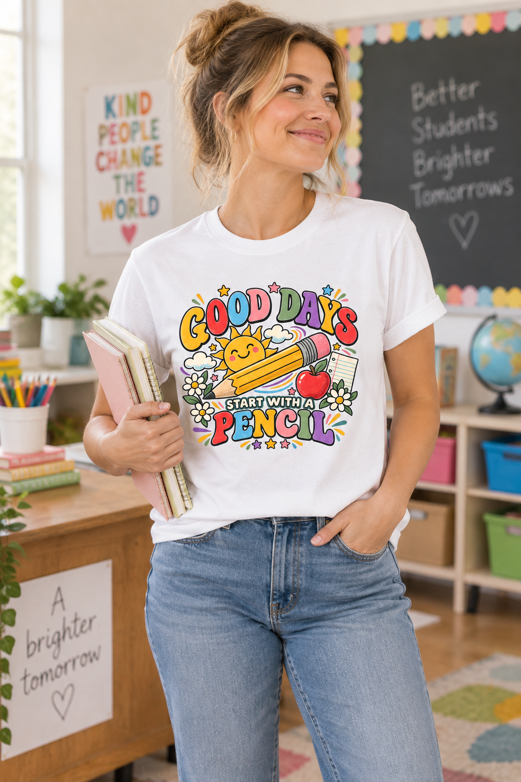 Good Days Start With a Pencil T-Shirt — Cute School Teacher Back-to-School Tee