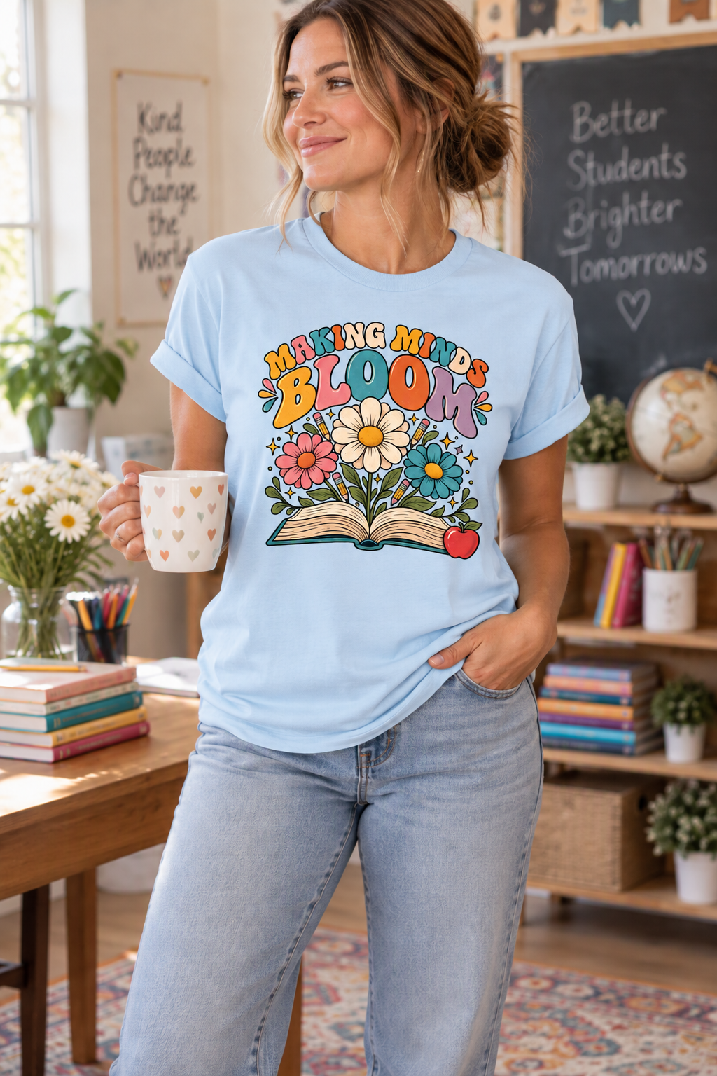 Making Minds Bloom T-Shirt — Teacher Appreciation Floral Book Design